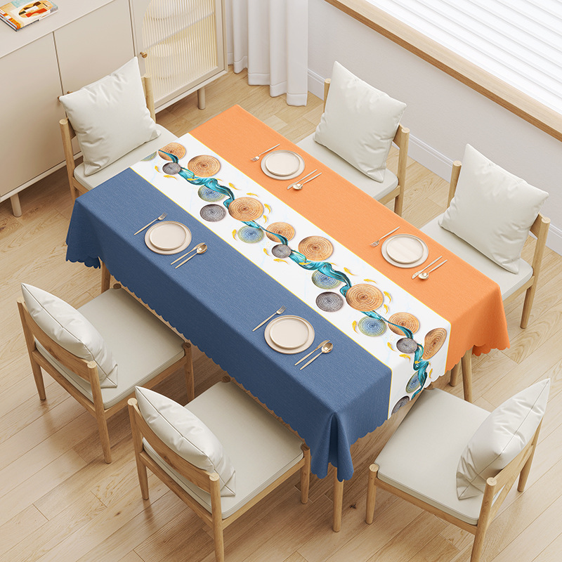 YL-38661 Custom Premium Tablecloth - Waterproof, Oil-proof, Wash-free, Heat-resistant, Thickened PVC, Simple Home Coffee Table Cloth