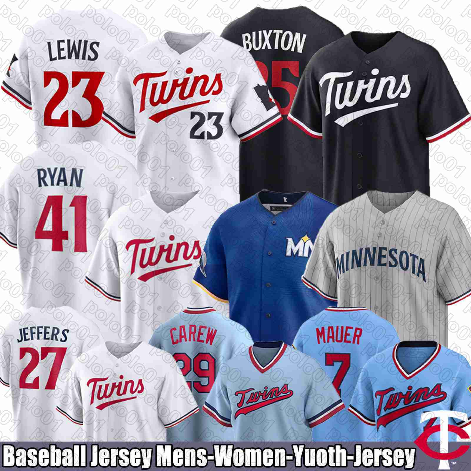 Byron Buxton Twins Baseball Jersey 2026 Ryan Jeffers Royce Lewis Joe Ryan Matt Wallner Josh Bell Victor Caratini Taylor Rogers Austin Martin Jerseys