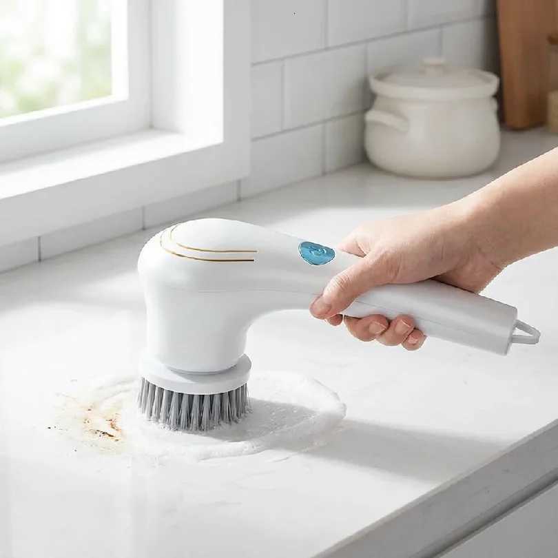 Electric Grease Scrubber Rechargeable Powerful Cleaning Brush Handheld Cordless Cleaner for Kitchen Sink Tile 25x11 L260516