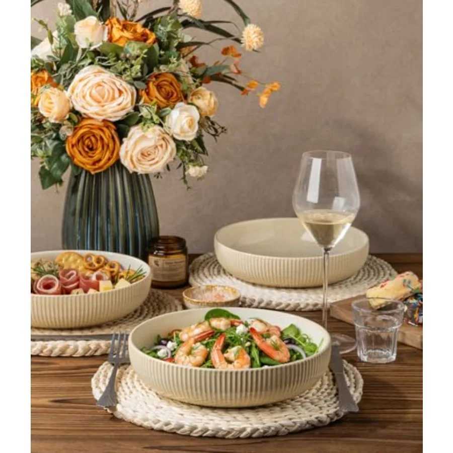 Ceramic Pasta Bowls Salad Bowls Set of 4 Stoneware Servg Bowls for Fruits Noodle Dner House-warmg Weddg Present Z260518