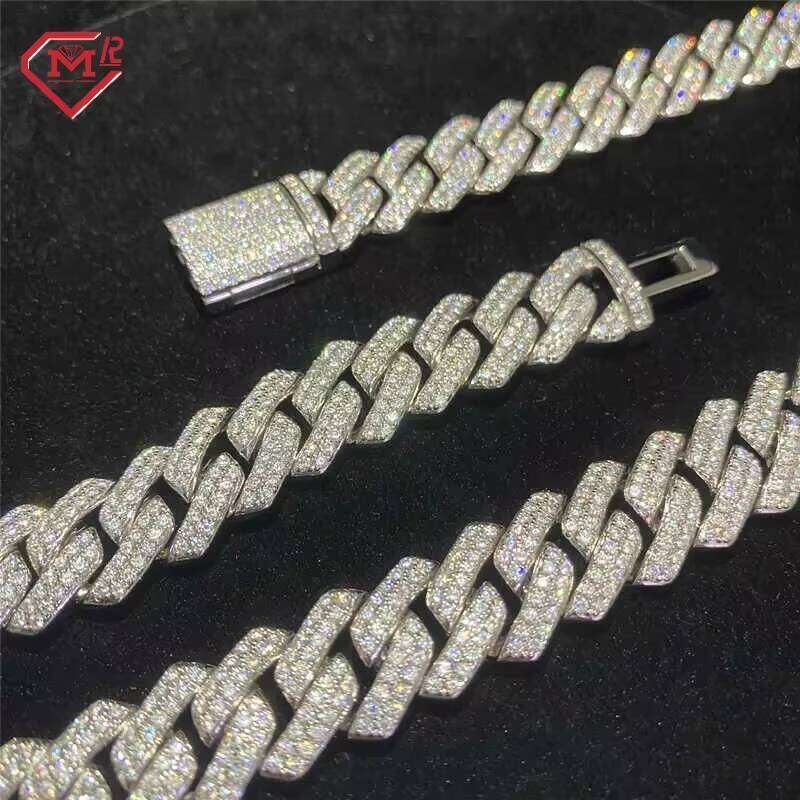 Customized 925 Silver 12mm Necklace Hip Hop Ice with VVS moissanite Vvs Iced Out Moissanite Diamond Cuban Link Chain - view 3