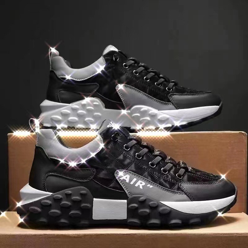 Unisex Chunky Retro Color Block Sneakers Multiple Colors Fabric Leather Mixed Casual Trainers All Match Shock Absorbing Daily Shoes For Commuting And - view 5