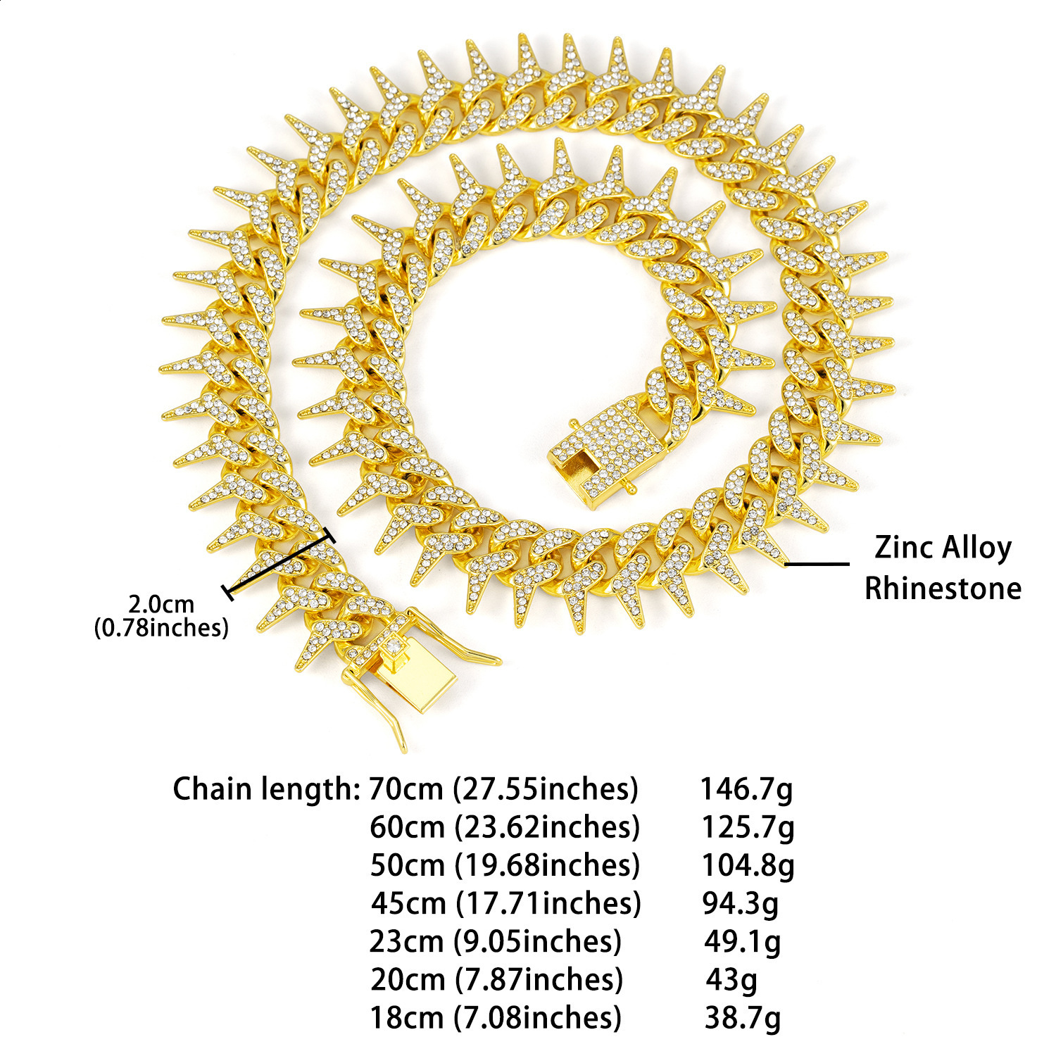 13mm Bling Diamond Chain Dog Cat Collar with Spiked Rivet Gold Cuban Link Dog Collar for Small Medium Large Dogs 251104