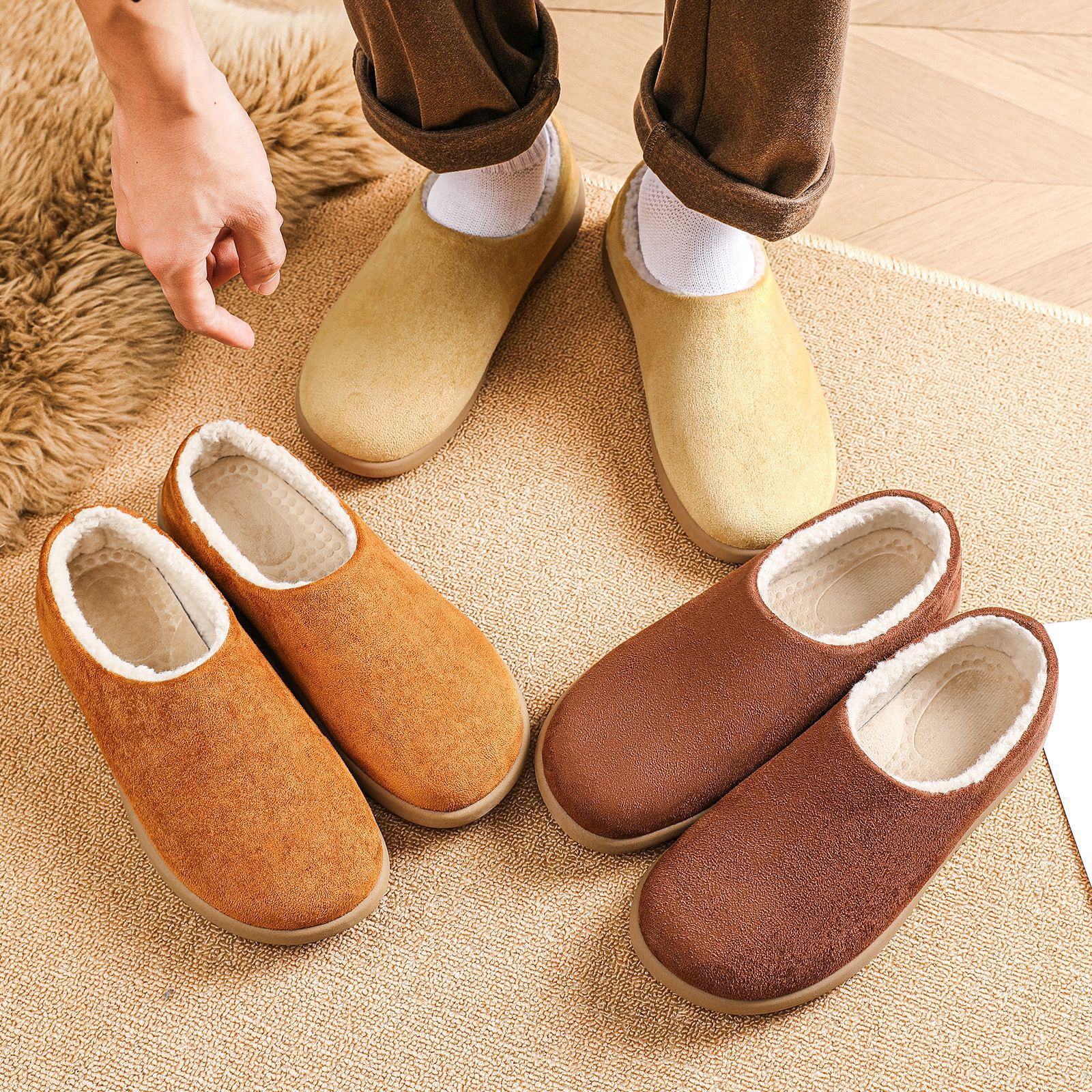 Mens Memory Foam Cozy Slippers snow boots For Indoor Outdoor, Warm Fleece Slip On House Shoes, Winter boot zhanyishengli