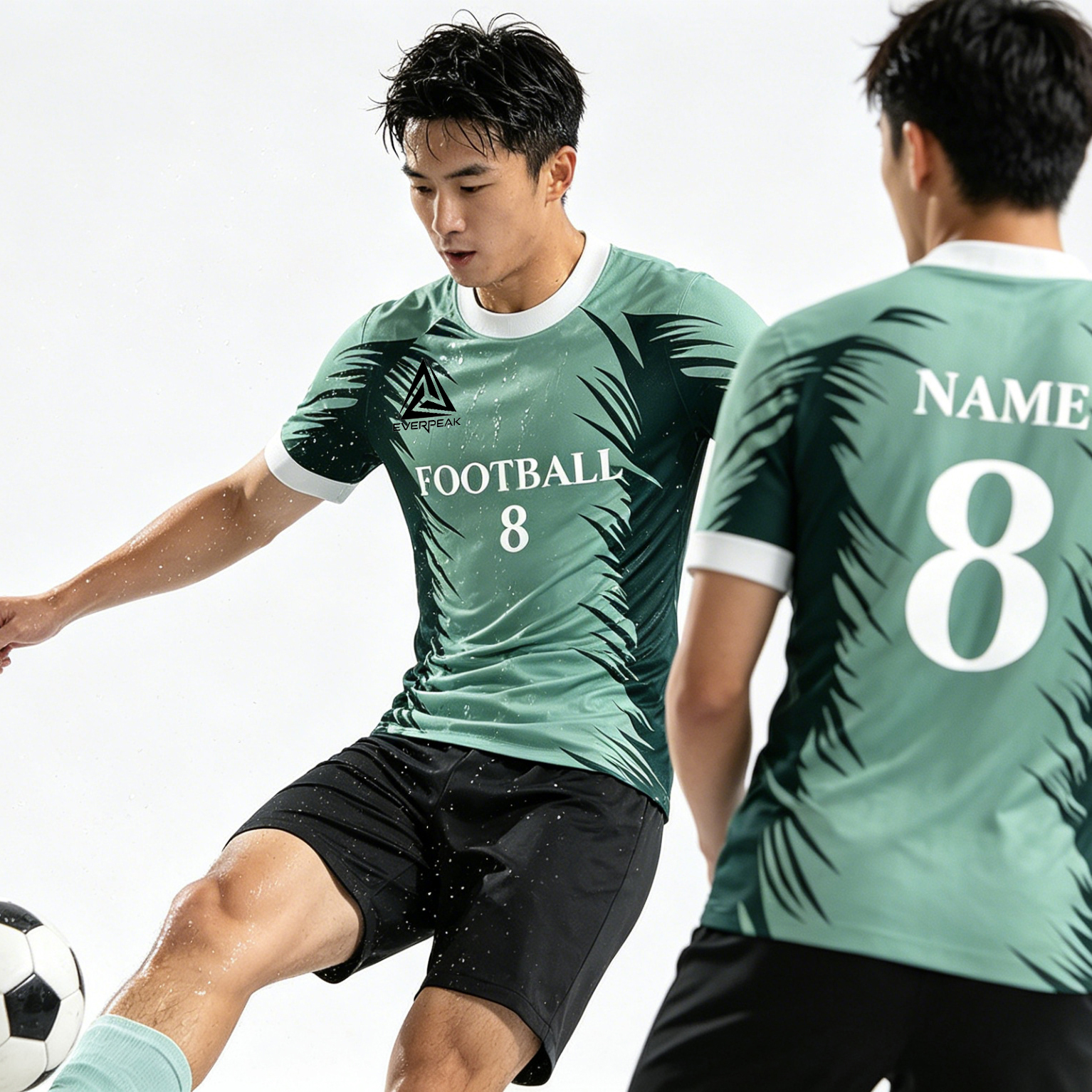 Custom Diagonal Stripe Soccer Jersey Set Men, Quick Dry Football Uniform with Shorts, Customizable Team Name, Number & Logo for Sports - view 3