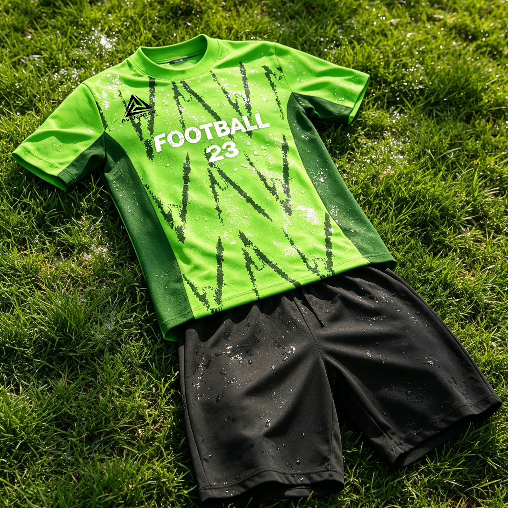 Custom Diagonal Line Soccer Jersey Set Men Quick Dry Football Uniform with Shorts Customizable Team Name Number Logo for Sports - view 5