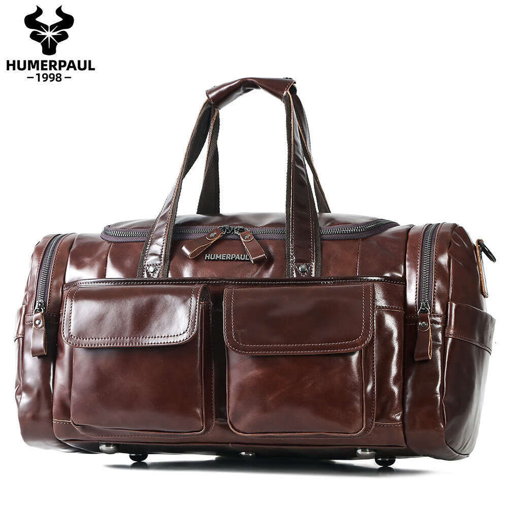 HUMERPAUL Cross-border Men's Genuine Leather Briefcase, Large Capacity First Layer Cowhide Business Travel Handbag SENYY
