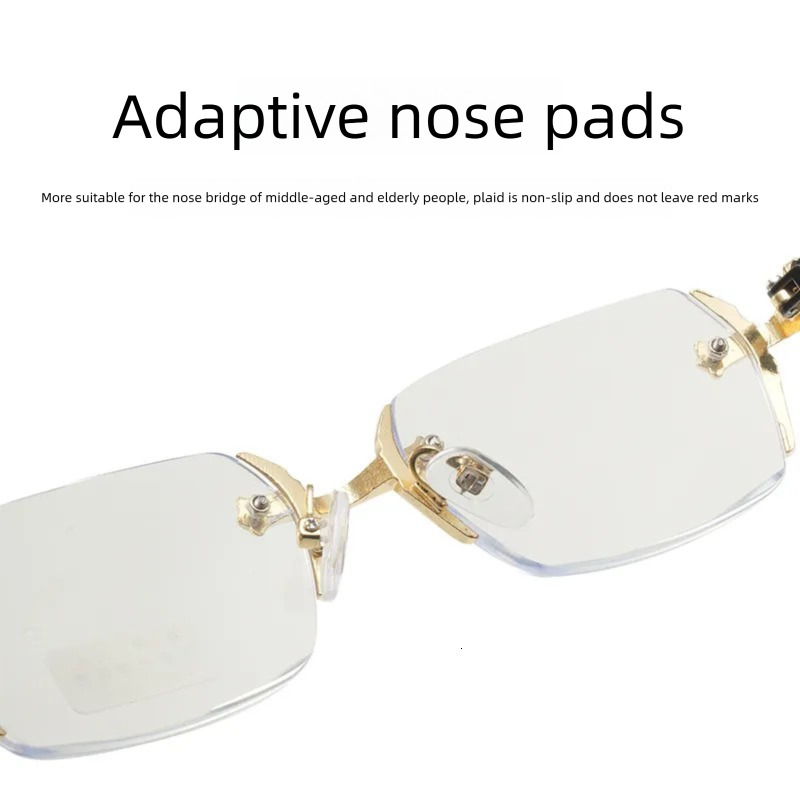 Brand Sunglasses Anti Blue Light Reading Glasses Diamond Cut Frameless Business Anti Blue Light Certified Presbyopia Glasses Outdoor Accessories