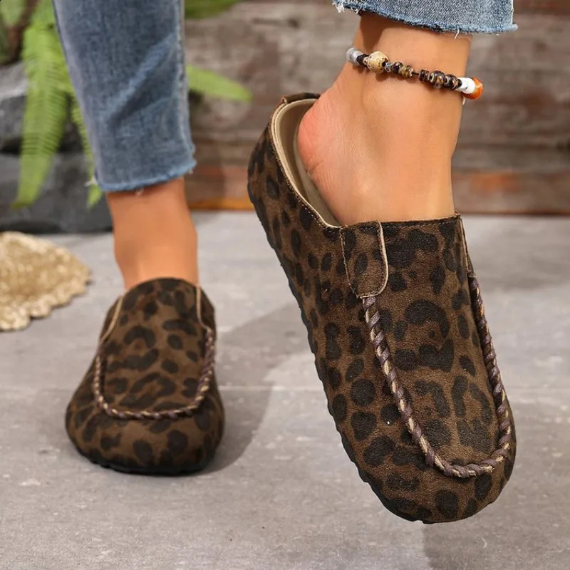 Womens Casual Shoes All-Season Outdoor Leopard Print Mules Slip-On Slippers Womens Outdoor Flat Beach Shoes women 260518 - view 7