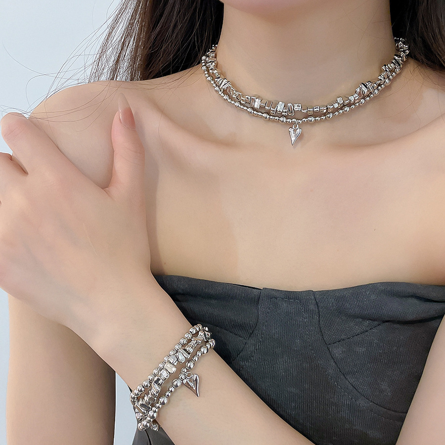 European American cross-border acrylic round bead bracelet necklace set, fashionable simple style, versatile and stylish accessories for women - view 5