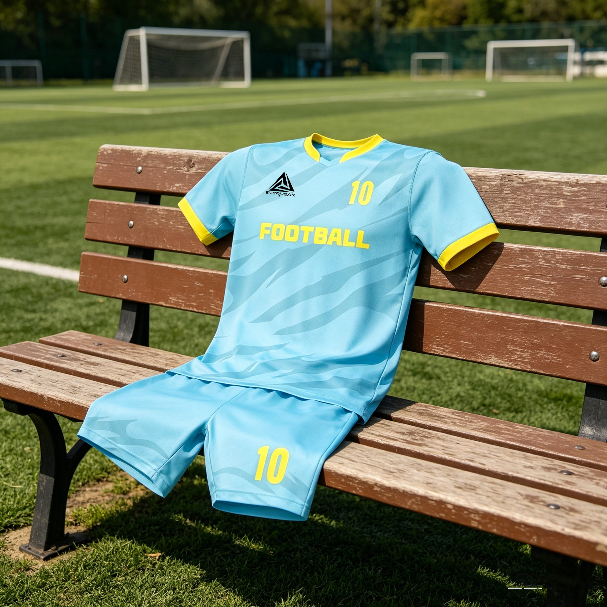 Custom Light Blue Soccer Uniform Quick Dry Breathable Football Jersey and Shorts Kit Personalized Sportswear for Adult Youth Training Matches - view 6