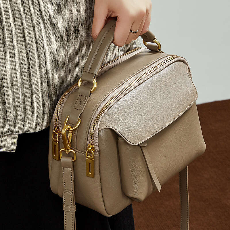 Genuine Leather Vintage Boston Bag Top Layer Vegetable Tanned Cowhide Fashion Women Single Shoulder Crossbody Handbag SENYY