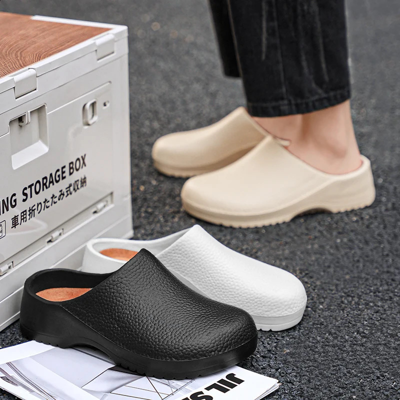 Men Sandals Garden Clogs Waterproof Anti-Slip Oil-Resistant Chef Shoes Comfortable Slippers Women Workers Outdoor Fishing Shoes 260625 - view 6
