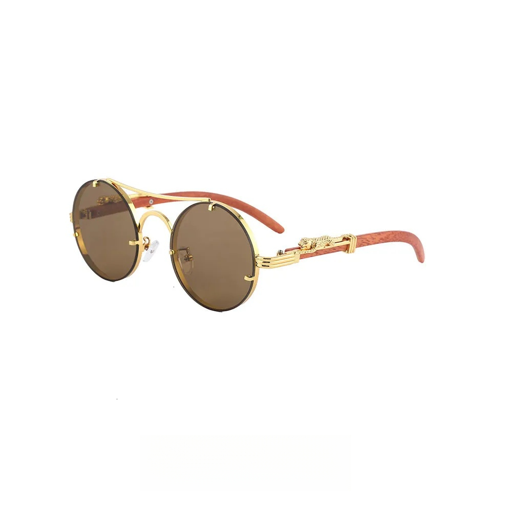 Brand Sunglasses Round Frame Metal Sunglasses For Men New Model Leopard Decoration Personalized Wo Sunglasses Wholesale Outdoor Sunscreen Glasses