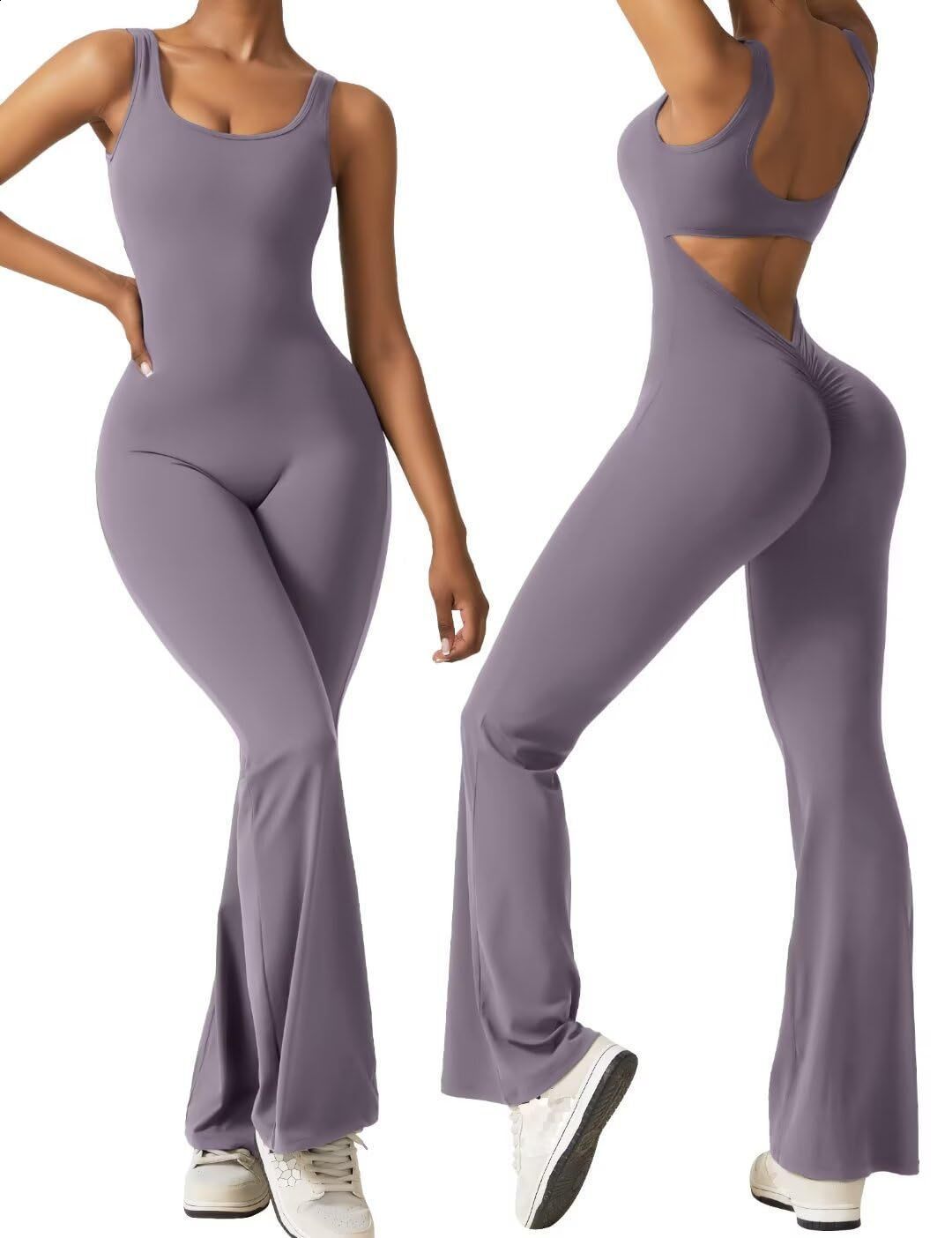 Yoga Bodysuit Womens Tracksuit Sportswear Gym Workout Set Jumpsuit Push Up Flared Pants Dance Fitness Sports Bodysuit 240719