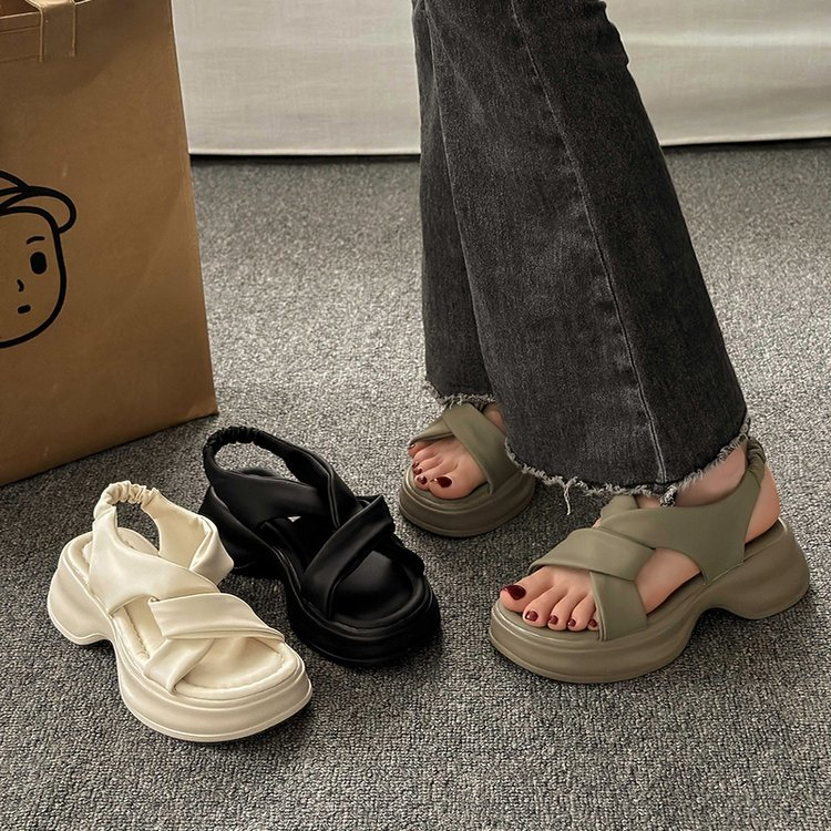 Summer 2026 Fashion Simple Trend Buckle High Heels Waterproof Platform Wedge Sandals Women