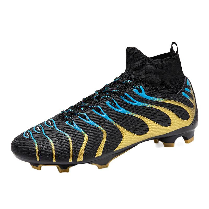 Mens High Top Firm Ground Soccer Cleats Breathable Knit Professional Training Football Shoes For Natural Grass Pitch And Match Play