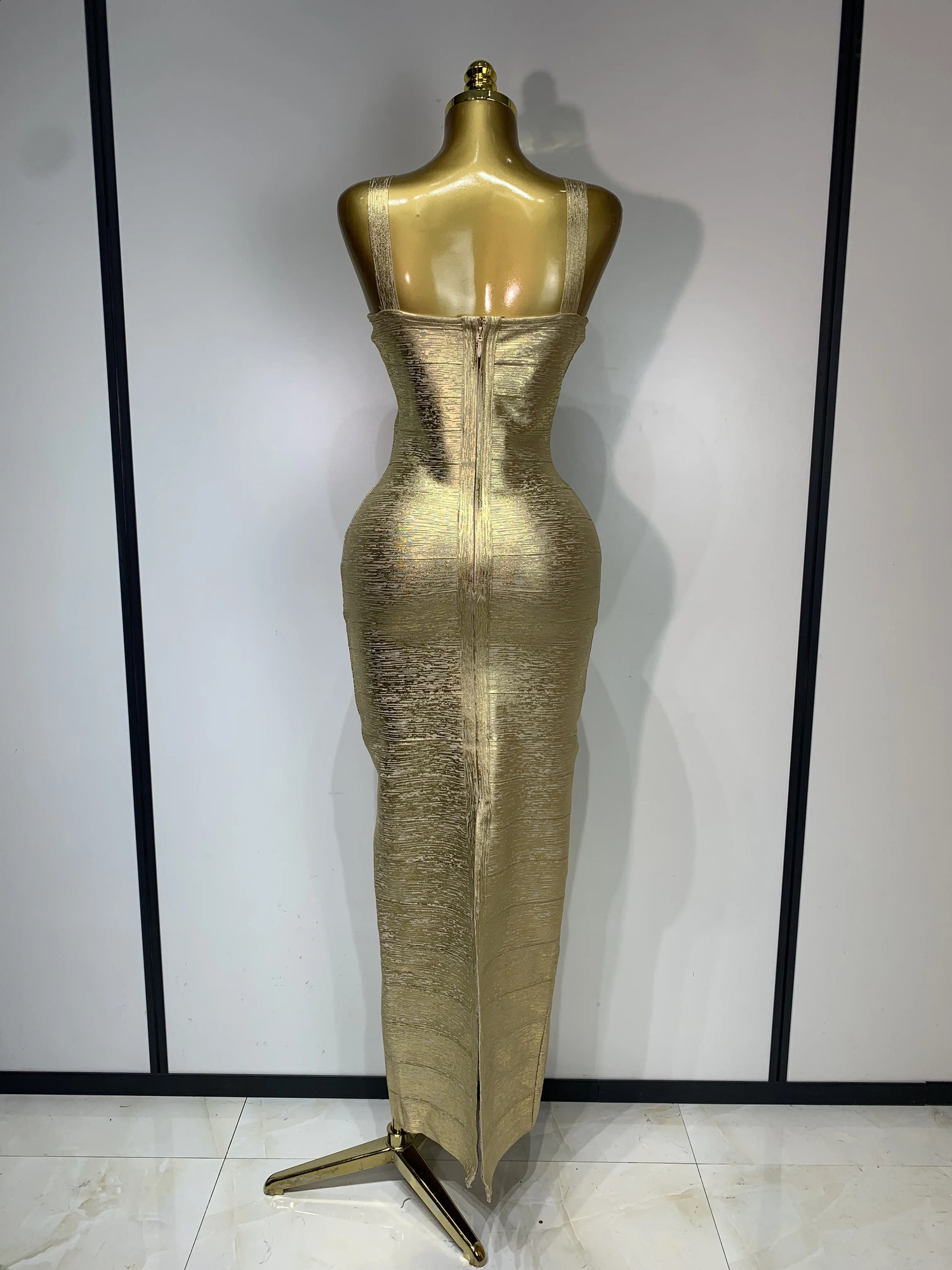 Women Sleeveless Bodycon Bandage Dress Celebrity Elegant Gold Cocktail Evening Party Birthday Dress Vestidos 260519