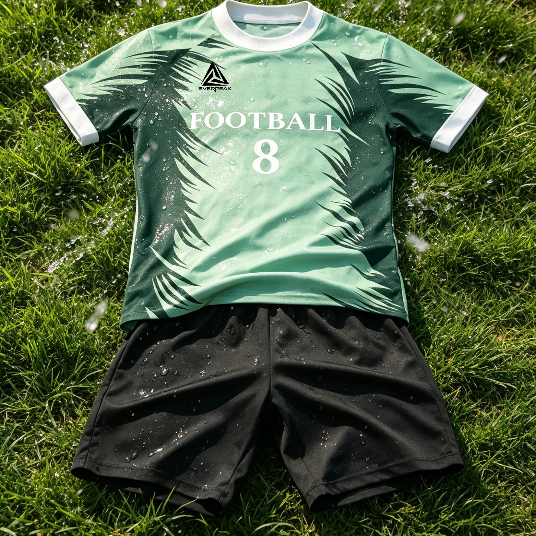 Custom Diagonal Stripe Soccer Jersey Set Men, Quick Dry Football Uniform with Shorts, Customizable Team Name, Number & Logo for Sports - view 4