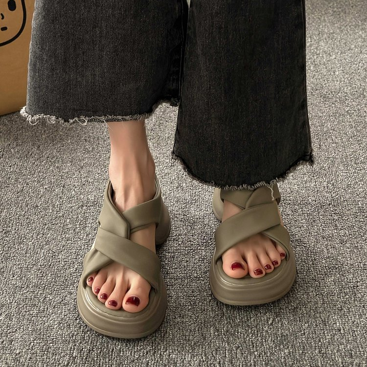 Summer 2026 Fashion Simple Trend Buckle High Heels Waterproof Platform Wedge Sandals Women