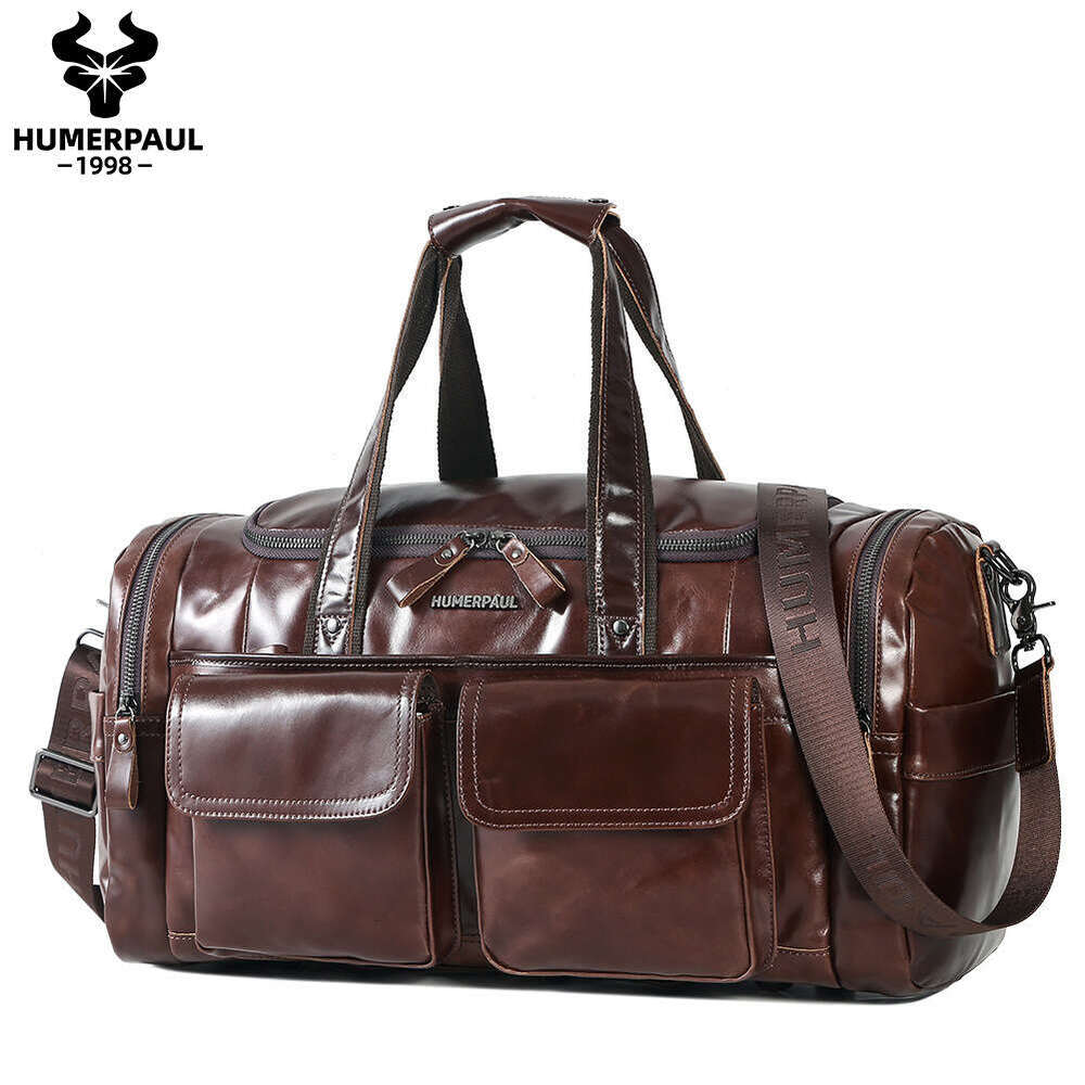 HUMERPAUL Cross-border Men's Genuine Leather Briefcase, Large Capacity First Layer Cowhide Business Travel Handbag SENYY