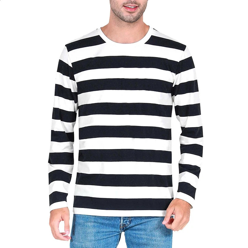 Fashion Contrast Stripe 3D Print Men Long Sleeve T-shirt Casual Fashion O-Neck Oversized T Shirts Tops polyester Men Clothing 260518 - view 3