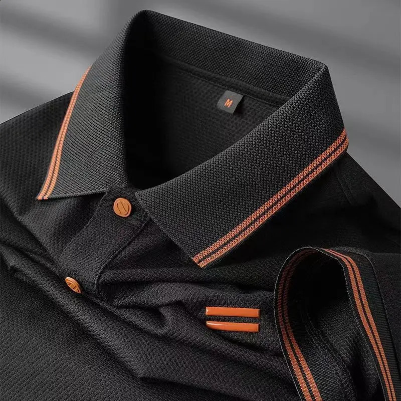 y Mens Tshirt ner Business Loose Fit Turn Down Collar Short Sleeve Polo Shirt Soft Solid Tops Tees Men 260519