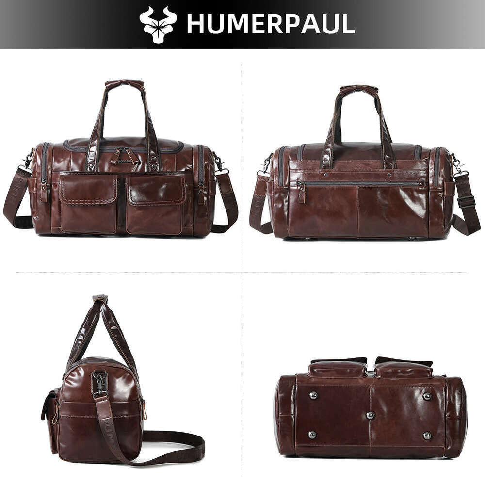 HUMERPAUL Cross-border Men's Genuine Leather Briefcase, Large Capacity First Layer Cowhide Business Travel Handbag SENYY