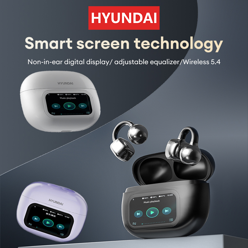 HYUNDAI Top earrings butterfly Headphones Design with LCD Full Color Touch Screen Audio Wireless airpods for Music Phone Calls with earrings Bow tie s