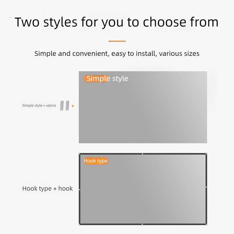 Simple Metal Anti Light Projector Screen 100 120 Inch Foldable 4K HD Home Movie Projection Screen