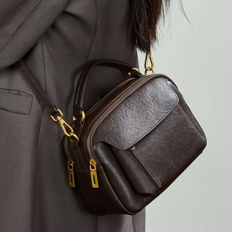 Genuine Leather Vintage Boston Bag Top Layer Vegetable Tanned Cowhide Fashion Women Single Shoulder Crossbody Handbag SENYY