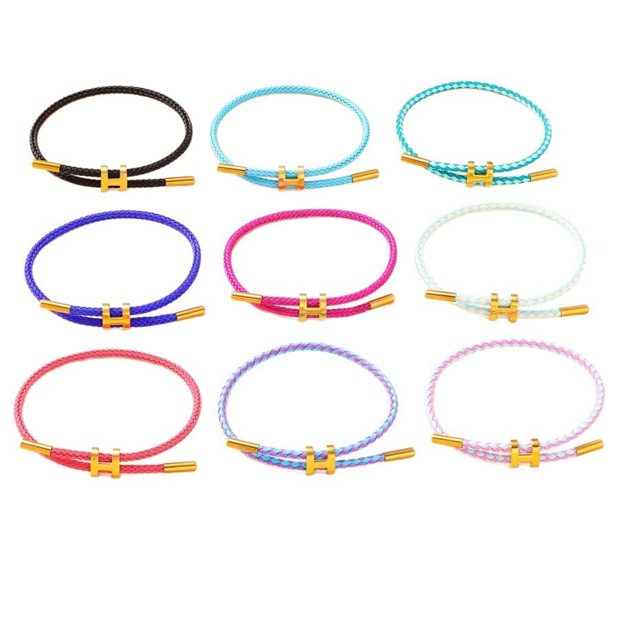 Designer Luxury Jewelry New Stainless Stee Gold-plated Shaped Buckle Bracelet Adjustable 3D Hard Gold Titanium Steel Waterproof And Sweatproof H Buckl