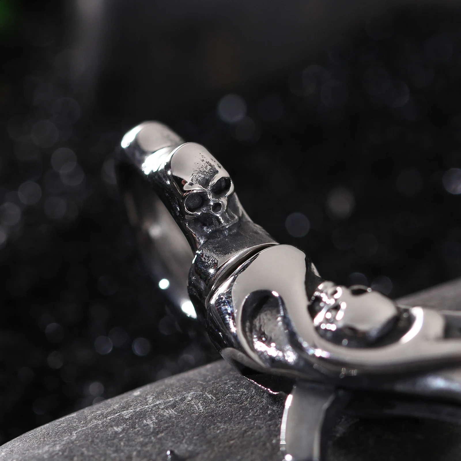 316L Stainless Steel Punk Skull Carabiner Keychain Mens DIY Lobster Clasp Making Clips Key Hook 260516 - view 4