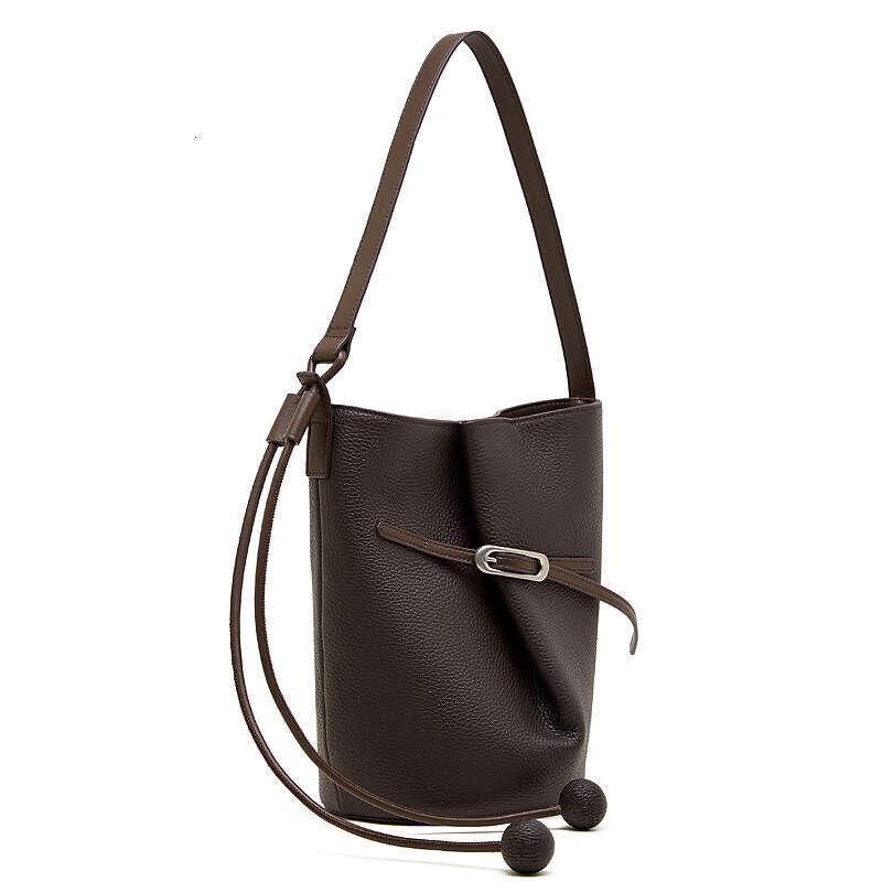 Foreign Trade Top Layer Cowhide Bucket Bag Niche Simple Style Large Capacity Versatile Single Shoulder Crossbody Women Bag SENYY