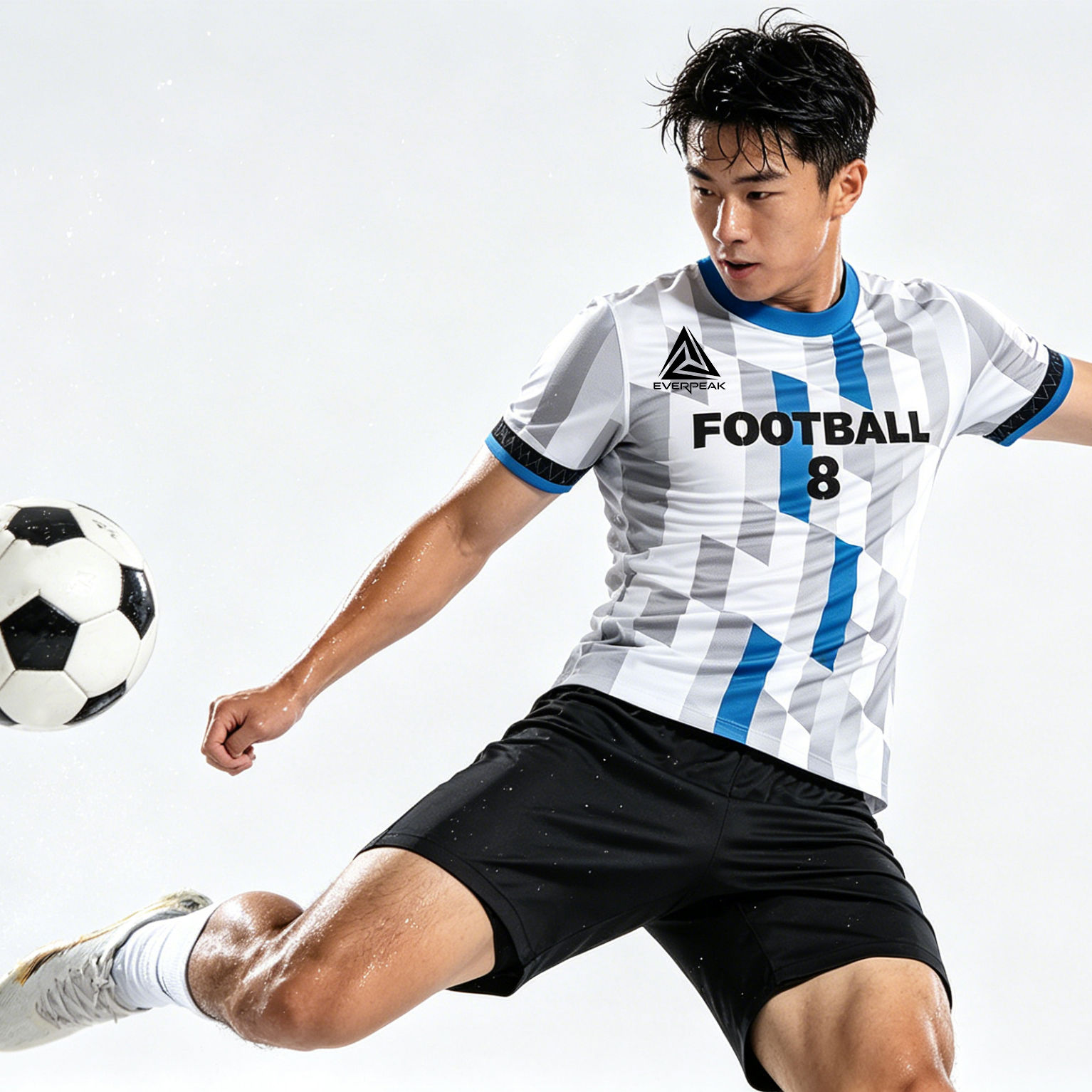 Custom Geometric Block Soccer Jersey Set Men Quick Dry Football Uniform with Shorts Customizable Team Name Number Logo for Sports - view 5