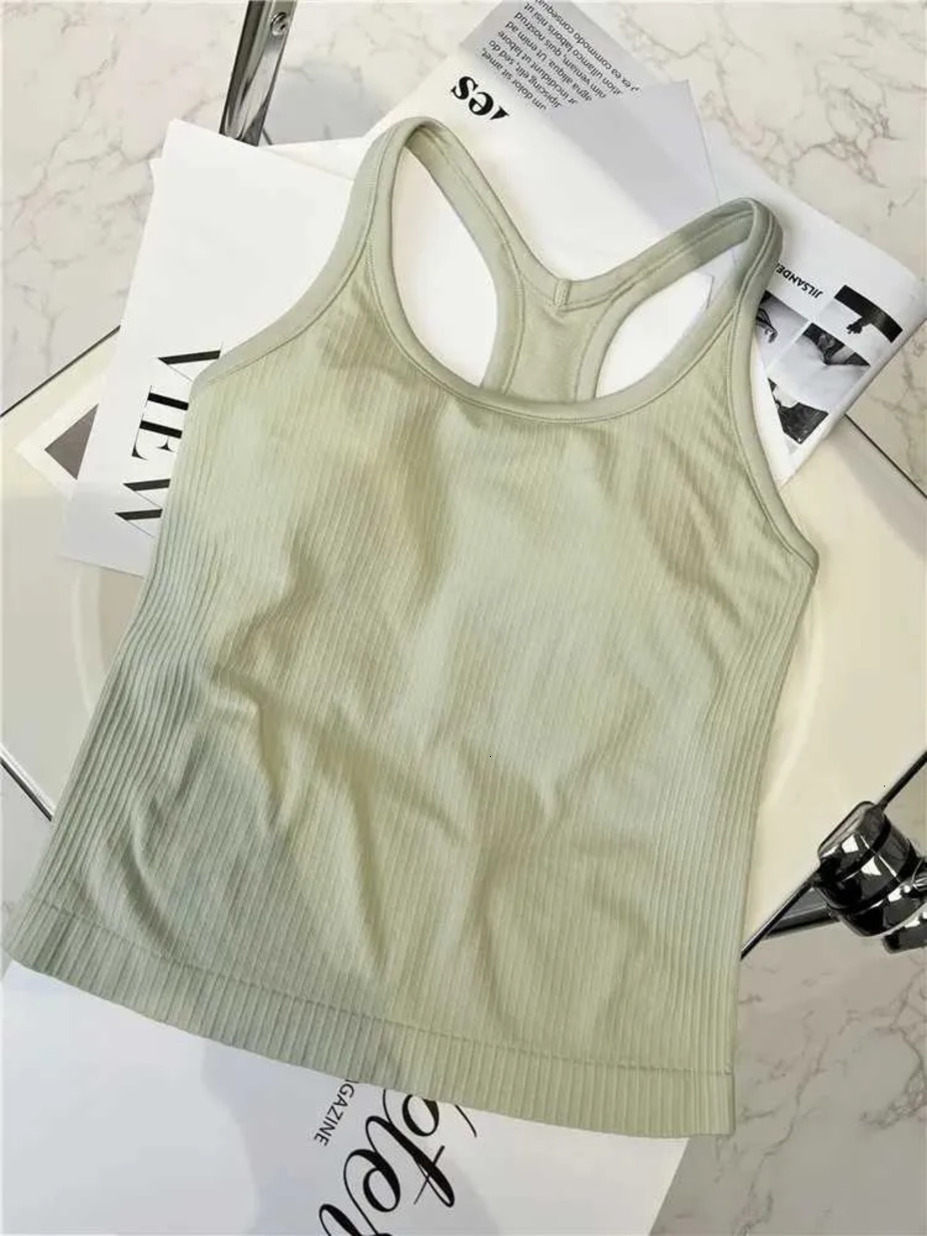 2026 Gym Clothe Set Women Longline Inner Padded Racerback Crop Tank Basic Lounge Slim Fit