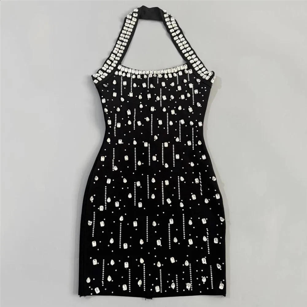 y Diamond Rhinestone Women Summer Halter Bandage Dress Club Evening Party Mini Dresses 260519