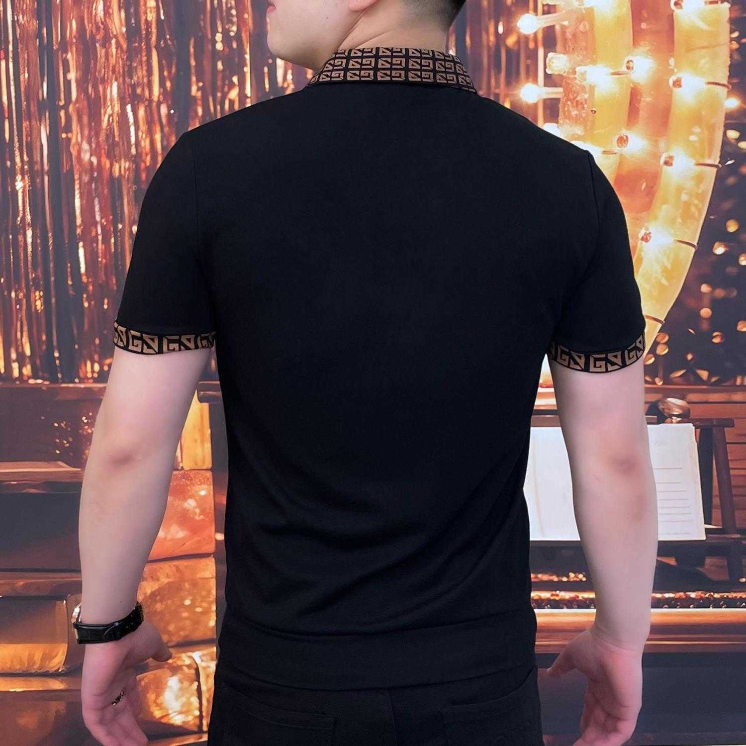 Mens Fashion Casual Summer Short Sleeve Trendy Slim Fit Turn-Down Collar Light Luxury Versatile Thin Elastic Stylish Business Plaid