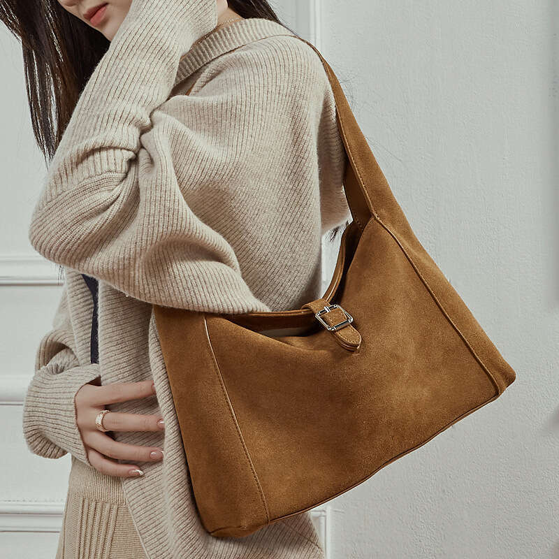 New Retro High End Matte Texture Genuine Leather Underarm Bag Women Large Capacity Casual Shoulder Tote Handbag SENYY