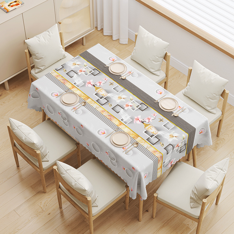 YL-38667 Custom Premium Tablecloth - Waterproof, Oil-proof, Wash-free, Heat-resistant, Thickened PVC, Simple Home Coffee Table Cloth