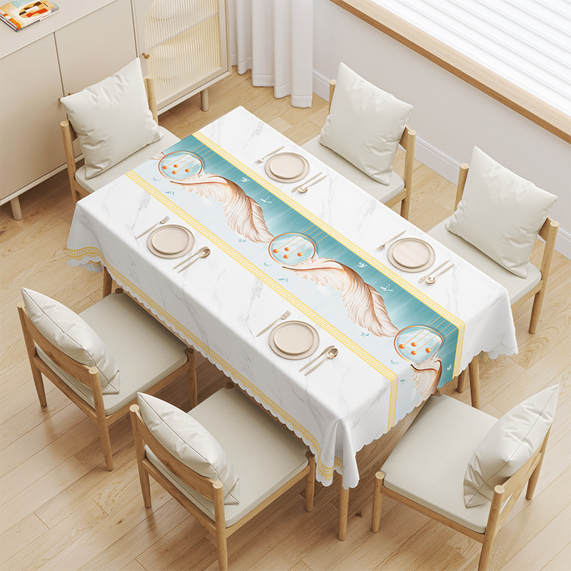 YL-38670 Custom Premium Tablecloth - Waterproof, Oil-proof, Wash-free, Heat-resistant, Thickened PVC, Simple Home Coffee Table Cloth