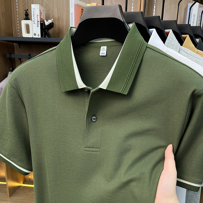 Men's Polos High End 100% Cotton Short Sleeve T-shirt Lapel Top 2026 Summer Fashion Casual Polo Shirt