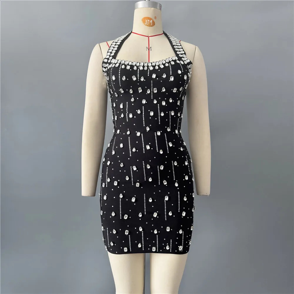 y Diamond Rhinestone Women Summer Halter Bandage Dress Club Evening Party Mini Dresses 260519