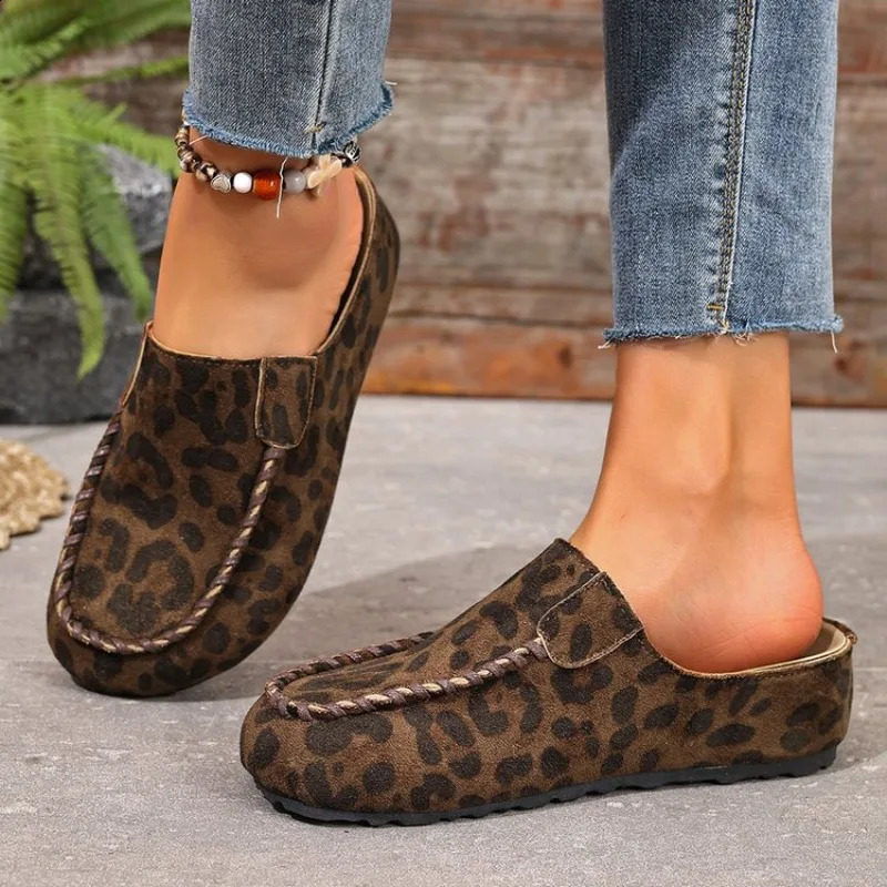 Womens Casual Shoes All-Season Outdoor Leopard Print Mules Slip-On Slippers Womens Outdoor Flat Beach Shoes women 260518 - view 4