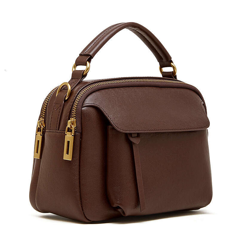 Genuine Leather Vintage Boston Bag Top Layer Vegetable Tanned Cowhide Fashion Women Single Shoulder Crossbody Handbag SENYY