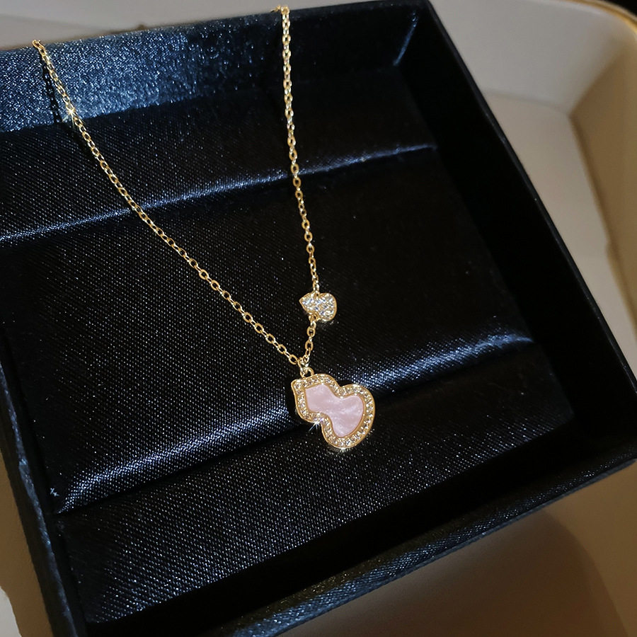 18k real gold plated zircon gourd necklace, light luxury with a high-end feel, exquisite collarbone chain - view 6