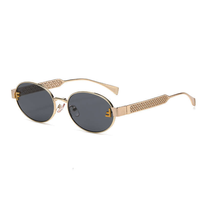 Luxury Brand Designer Sunglasses Frameless Cut Edge Diamond-Studded Sunglasses For Women Letter F, Oval Sunglasses, Sun Protection Glasses With Hollow
