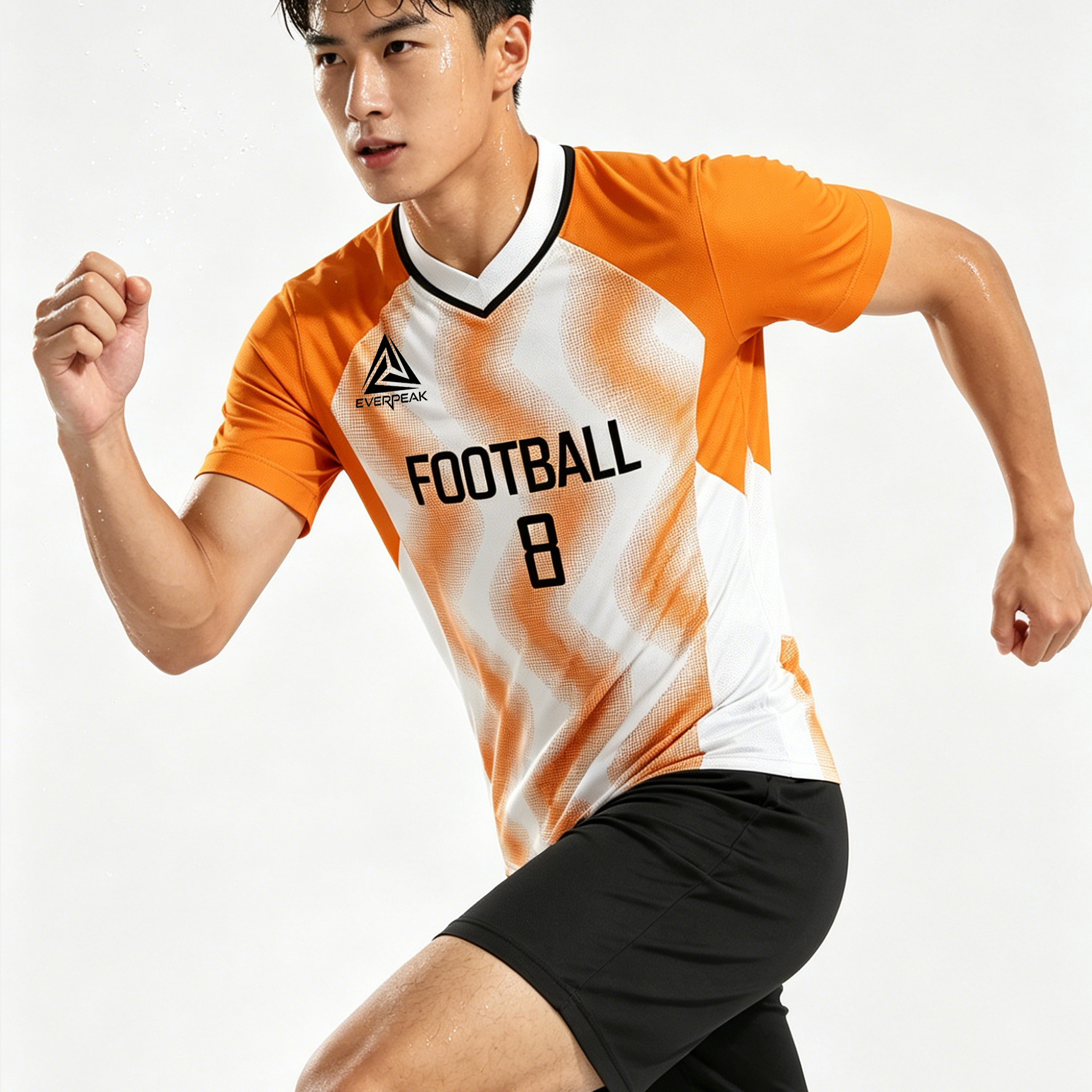 Custom Wave Stripe Soccer Jersey Set Men Quick Dry Football Uniform with Shorts Customizable Team Name Number Logo for Sports - view 6