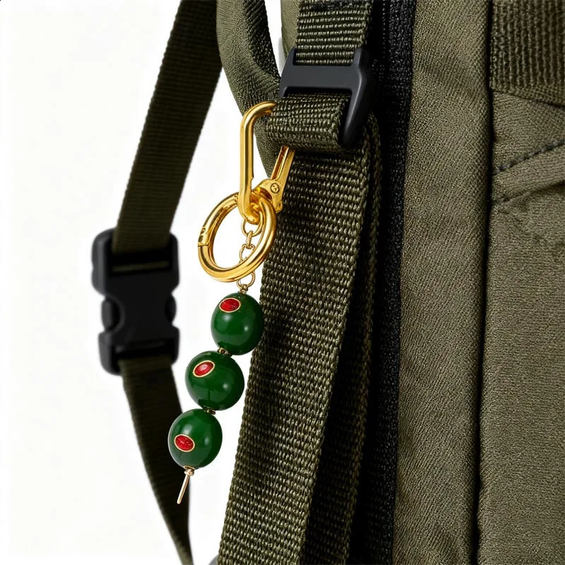 Olive Strawberry Keychain Kawaii Fruit Charm Pendant for Bags Cute Alloy Keychain Girl Birthday Gift Bag Accessories 260519