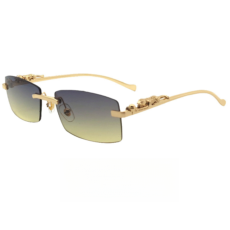 New Designer Frameless Square Sunglasses Colorful Neutral Driving Sunscreen, Personalized Fashion High-quality Outdoor Sunscreen Glasses